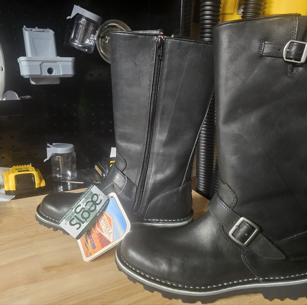 Merrel Black Leather Womens Boots with Buckle